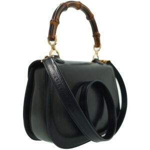 Gucci Shoulder Bag Leather Handbag Handle Bamboo Top